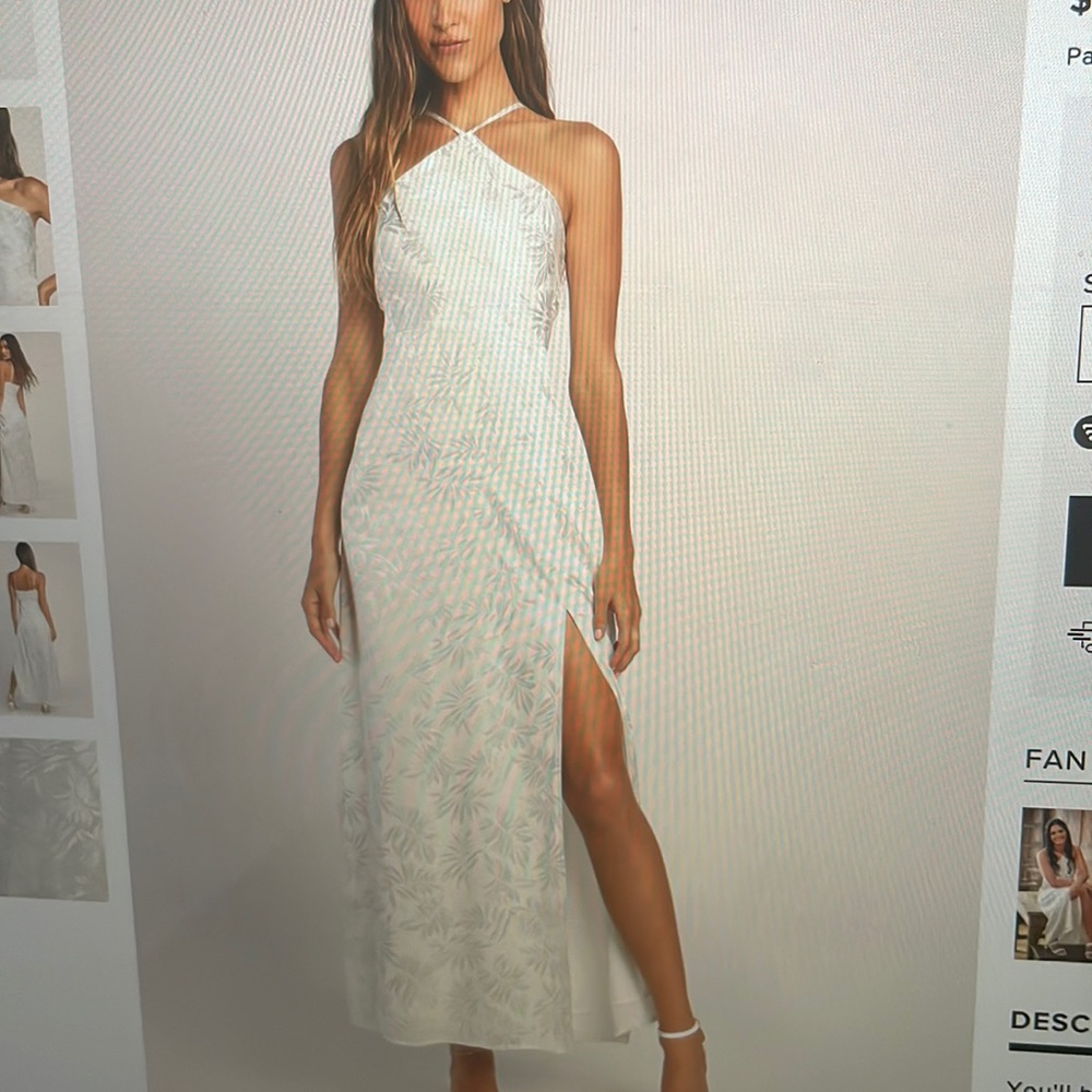 Lulus Satin Leaf Print Halter Maxi